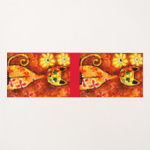 レトロお洒落ネコ子猫フローラオレンジイエローレッド ヨガマット (正面(横))