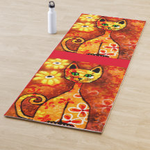 レトロお洒落ネコ子猫フローラオレンジイエローレッド