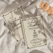 レトロお洒落ハンド書結婚式招待状