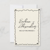 レトロお洒落ハンド書結婚式招待状 セーブザデート (正面)