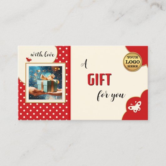 レトロお洒落バタフライフォトギフトカード 割引カード (正面)