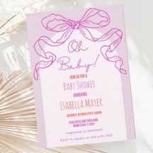 レトロお洒落ピンク手引き弓ベビーシャワー