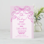レトロお洒落ピンク手引き弓ベビーシャワー 招待状 (スタンド正面)