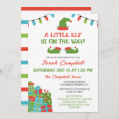 レトロお洒落リトル小妖精や小人オンザウェイベイビーシャワー 招待状 (正面/裏面)