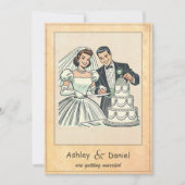 レトロお洒落ロマンチックなカップル50s漫画結婚ズ 招待状 (正面)