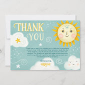 レトロお洒落太陽と雲の赤ちゃんシャワー サンキューカード (正面)