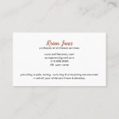 レトロお洒落子犬が乳母を呼ぶ 名刺 (裏面)