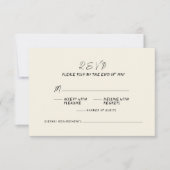 レトロお洒落手書き手書結婚の 出欠カード (正面)