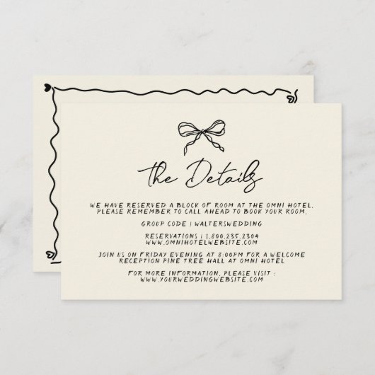 レトロお洒落手書き手書結婚の 出欠カード (正面/裏面)