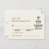 レトロお洒落手書き手書結婚の 出欠カード (正面)