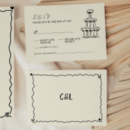 レトロお洒落手書き手書結婚の 出欠カード