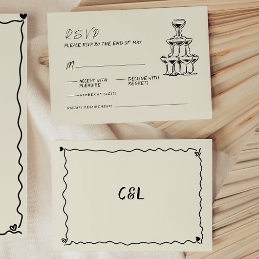 レトロお洒落手書き手書結婚の 出欠カード