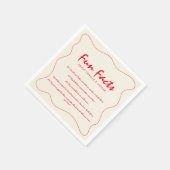 レトロお洒落手書き結婚レッド スタンダードカクテルナプキン (角)