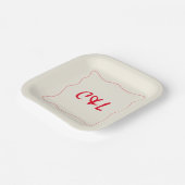 レトロお洒落手書き結婚レッド ペーパープレート (傾斜あり)