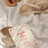 レトロお洒落手書き結婚レッド 招待状