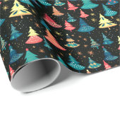 レトロお洒落+カラフルクリスマスツリー ラッピングペーパー (ロールコーナー)