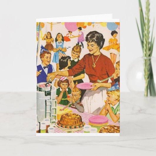 レトロお祝い誕生日パーティーカード カード (正面)