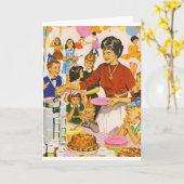 レトロお祝い誕生日パーティーカード カード (黄色い花)