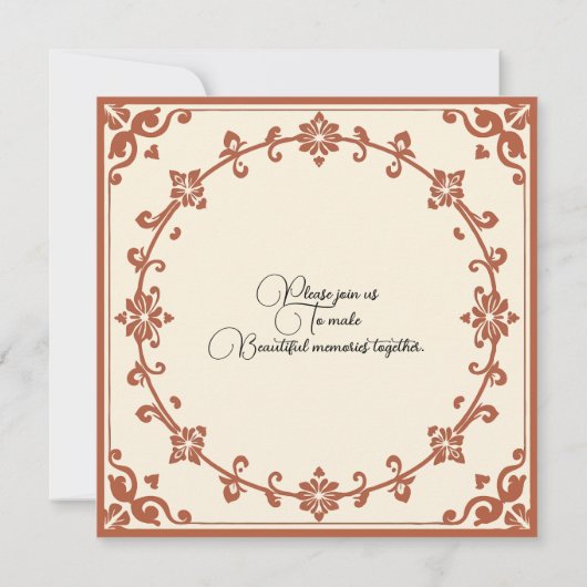 レトロお誕生日ケーキカード – ヴィンテージフローラデザイン 招待状 (裏面)