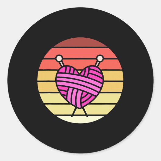 レトロかぎおたくおもしろいかぎ糸の恋人Gif ラウンドシール (正面)