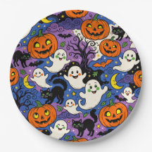 レトロかわいいおばけとパンプキンのハロウィン