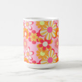 レトロかわいいお花デザイン♡ピンク コーヒーマグカップ (中央)