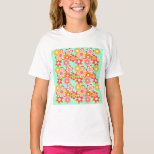 レトロかわいいお花デザイン♡ミントグリーン Tシャツ