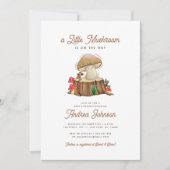 レトロかわいいかわいいリトルキノコ赤ちゃんシャワー 招待状 (正面)