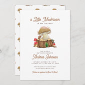 レトロかわいいかわいいリトルキノコ赤ちゃんシャワー 招待状 (正面/裏面)