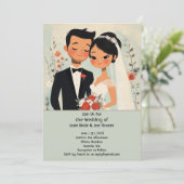 レトロかわいいアジアの愛結婚式招待状 招待状 (スタンド正面)
