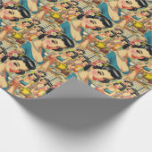 レトロかわいいアジアガールイラストレーション ラッピングペーパー (角)