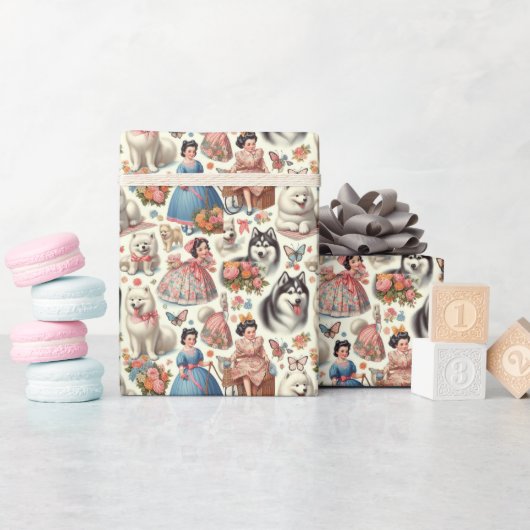 レトロかわいいアメリカのエスキモー ラッピングペーパー (ベビーシャワー)