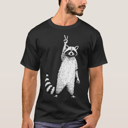 レトロかわいいアライグマ Tシャツ (正面)