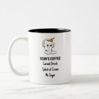 レトロかわいいキャラカスタムクタのコーヒー注文マグカップ ツートーンマグカップ