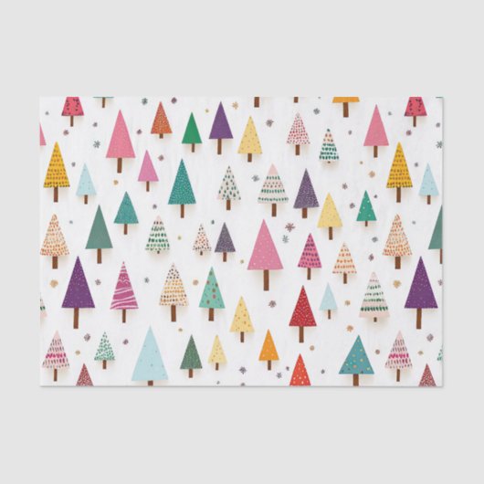 レトロかわいいクリスマスツリーズティッシュペーパー 薄葉紙 (正面)