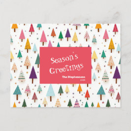 レトロかわいいクリスマスツリーズポストカード シーズンポストカード