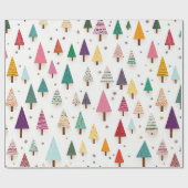レトロかわいいクリスマスツリーラッピング紙 ラッピングペーパー (フラット)