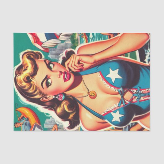 レトロかわいいサマーガール 薄葉紙 (正面)