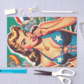 レトロかわいいサマーガール 薄葉紙 (クラフト)