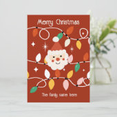 レトロかわいいサンタとフェアリーライトレッド シーズンカード (スタンド正面)