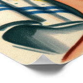 レトロかわいいシャワーガールイラストレーション ポスター (角)