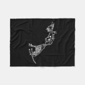 レトロかわいいスケルトンハンドブープドッキーハロウィーン フリースブランケット (正面(横))