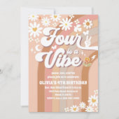 レトロかわいいデイジー誕生日招待状 招待状 (正面)