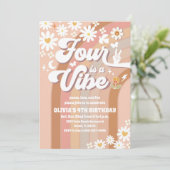 レトロかわいいデイジー誕生日招待状 招待状 (スタンド正面)