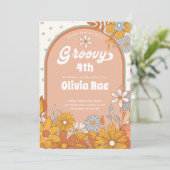 レトロかわいいデイジー誕生日 招待状 (スタンド正面)