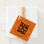 レトロかわいいトリックまたはトリートハロウィーン幽霊 |黒 フェイバータグ (インサイチュ)