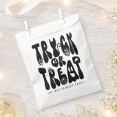 レトロかわいいトリックまたはトリートハロウィーン幽霊 |黒 フェイバーバッグ (クリップ留めされた状態)