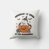 レトロかわいいハロウィンの先生デザイン クッション (裏面)