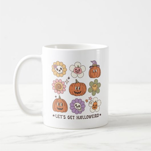 レトロかわいいハロウィーンの花 コーヒーマグカップ (左)