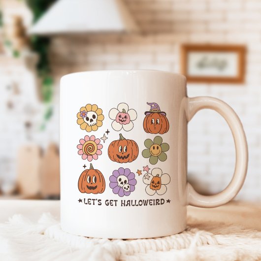 レトロかわいいハロウィーンの花 コーヒーマグカップ